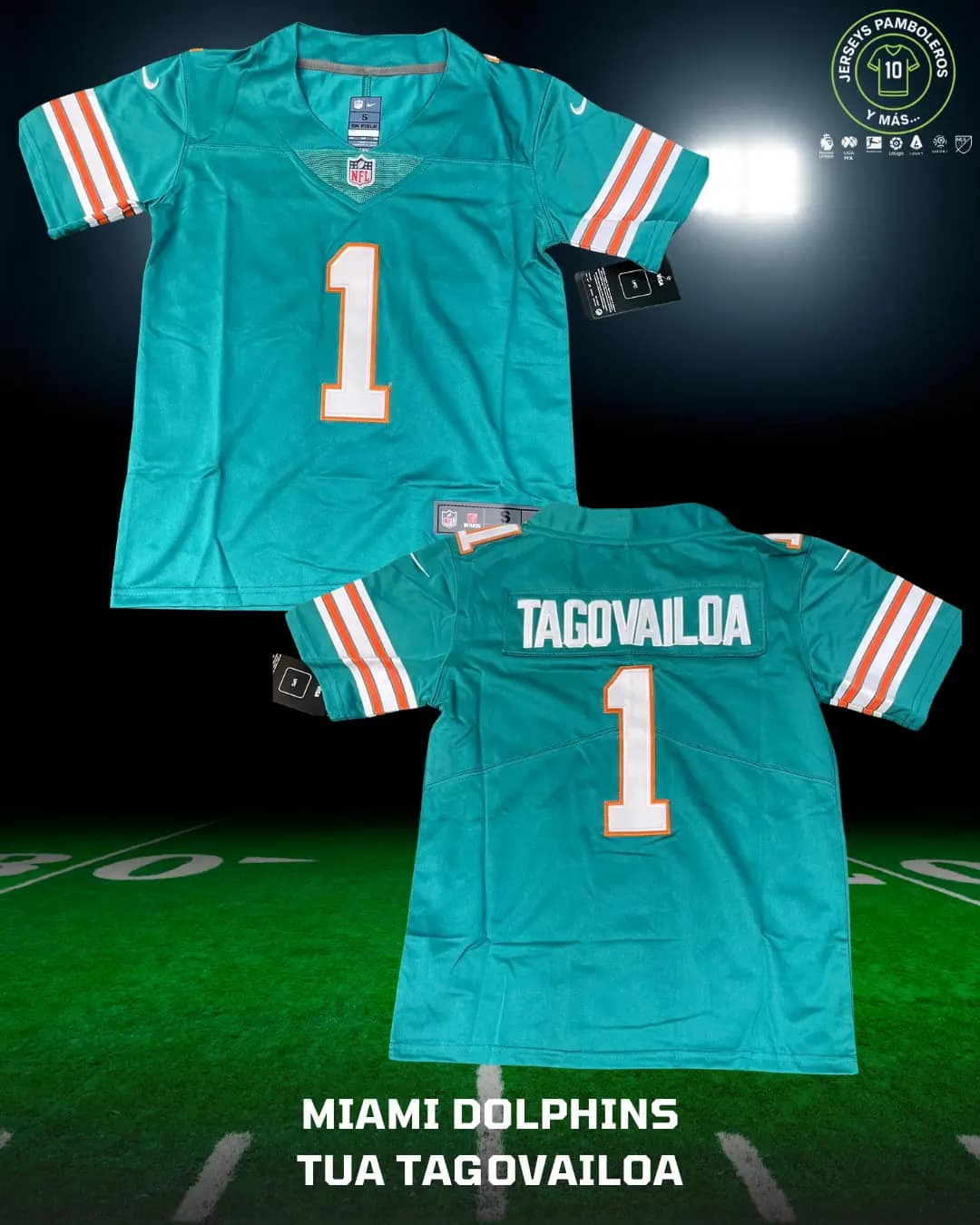 Jersey Miami Dolphins de la NFL, de su estrella Tua Tagovailoa.