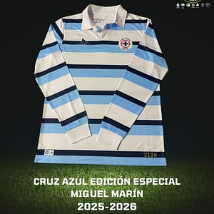 Playera Cruz Azul edición especial Miguel Marín para la temporada 2025-26 del futbol mexicano.