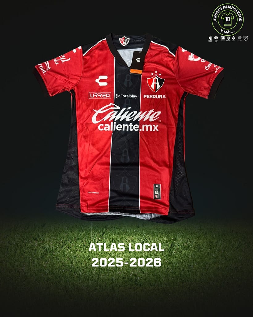 Playera visitante del Atlas para la temporada del futbol mexicano 2025-26.