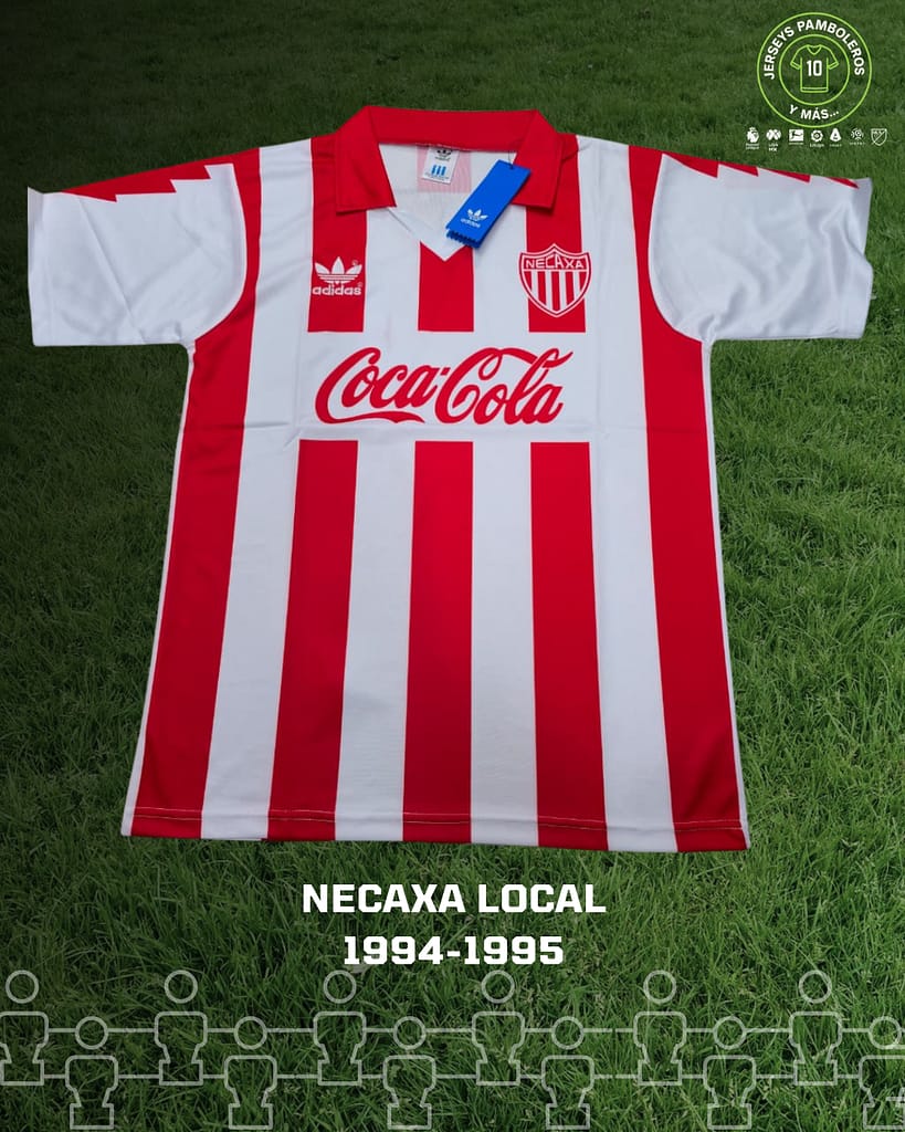 Playera de Necaxa con la que jugaron el torneo de futbol de la temporada 1994-95 de la Liga MX.