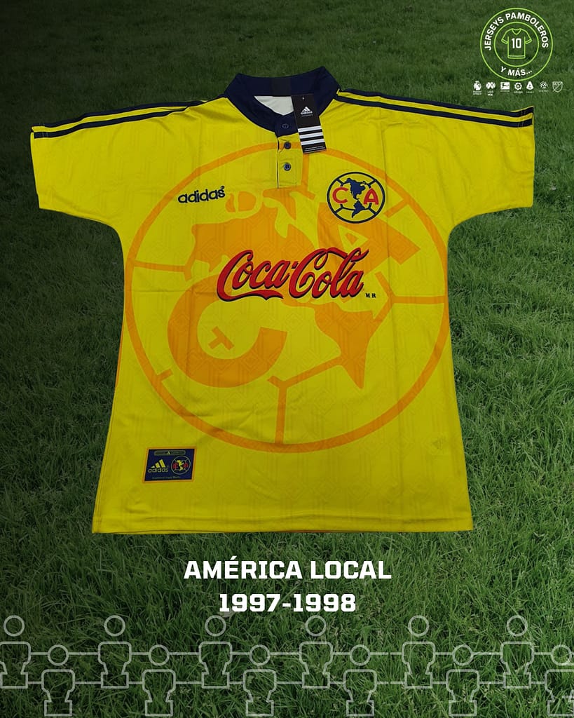 Playera retro del América con la que jugó el torneo de futbol de la temporada 1997-98 de la Liga MX.