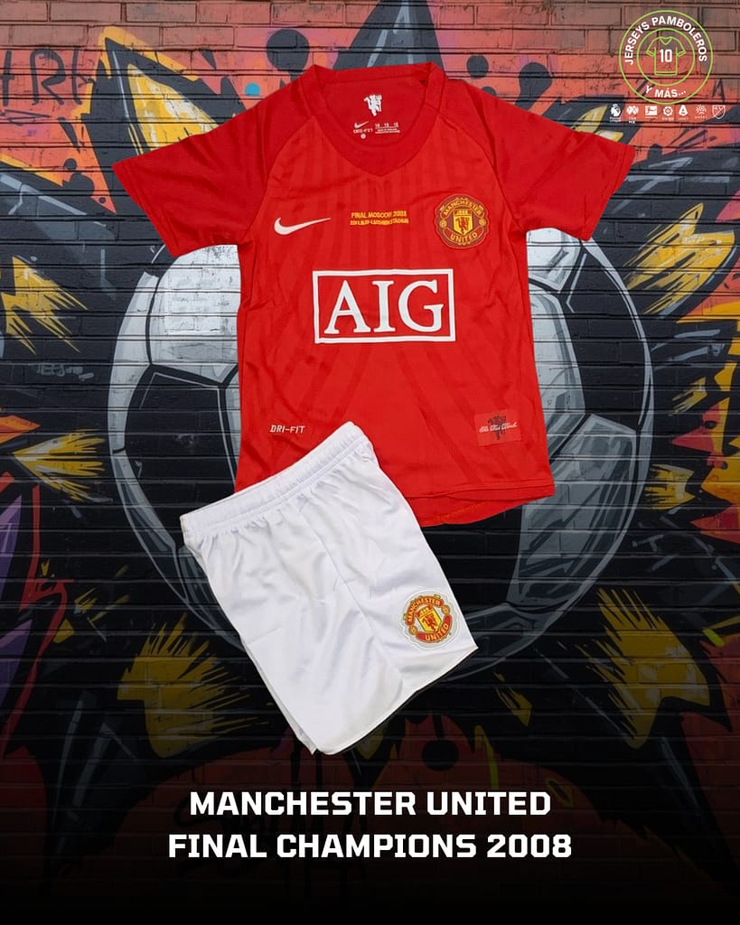 Uniforme completo del Manchester United con el que jugaron la final de Champions de 2008.