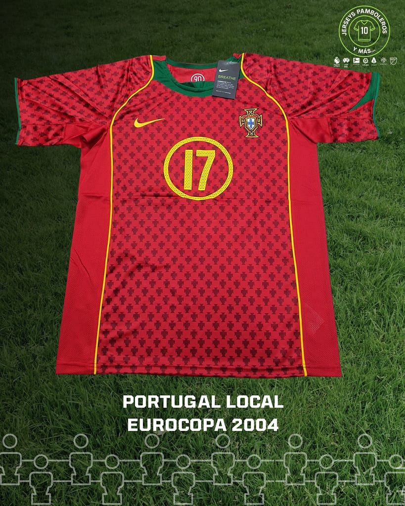 Playera de la Selección de Portugal de Futbol con la que jugó la Eurocopa de 2004.
