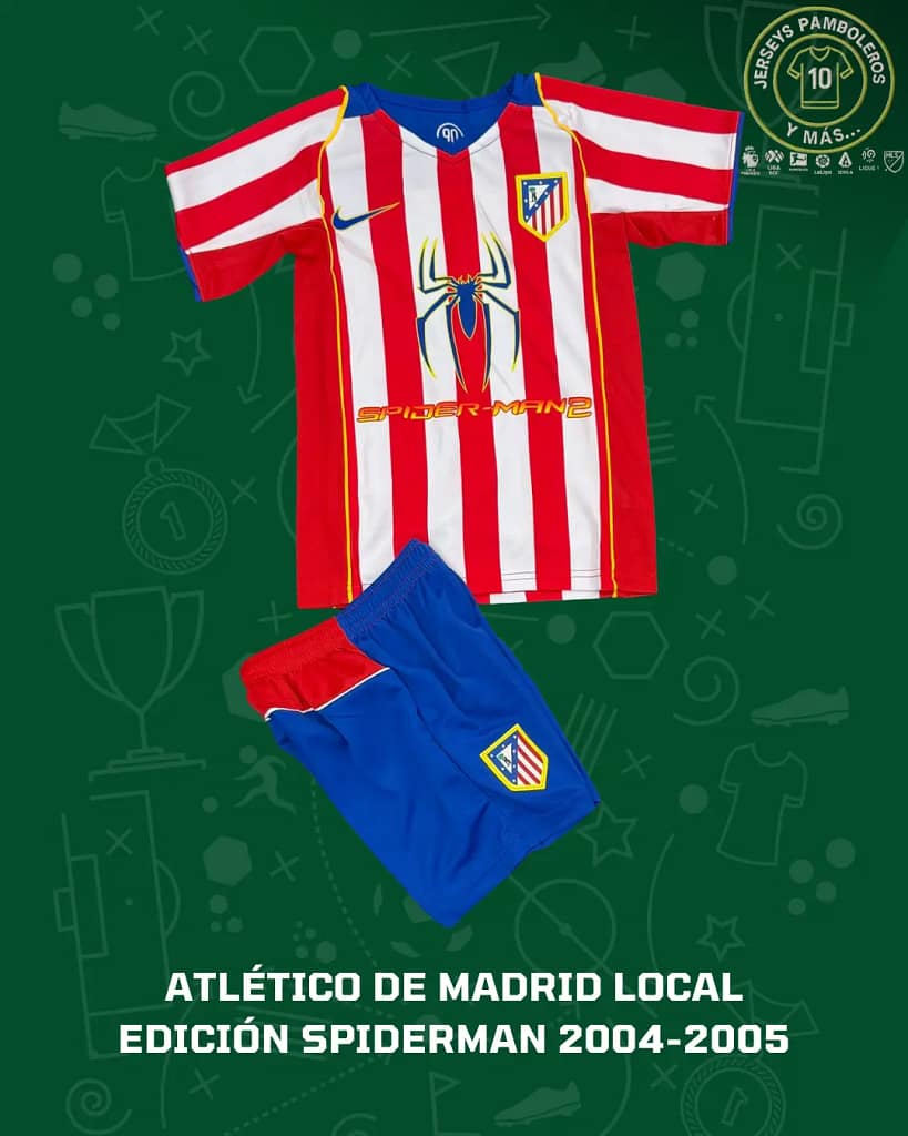 Uniforme para aniño del Atlético de Madrid, edición Spiderman.