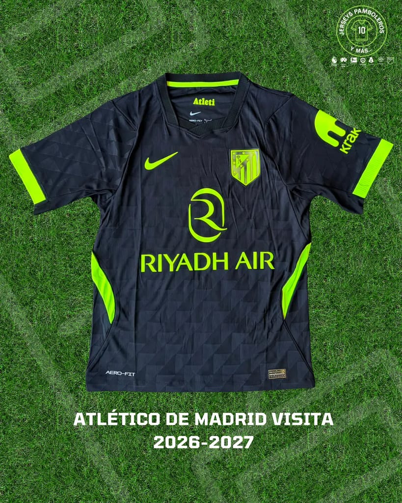 Playera del Atlético de Madrid, edición visitante, de la temporada 2026-27.