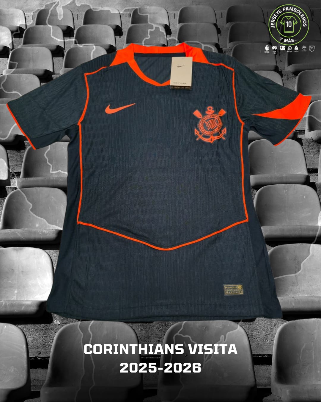 Playera de visitante del Corinthians para la temporada 2025-26 del futbol brasileño.