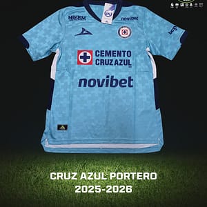 Playera Cruz Azul portero para la temporada 2025-26 del futbol mexicano.