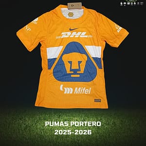 Playera portero de Pumas de la UNAM para la temporada del futbol mexicano 2025-26.