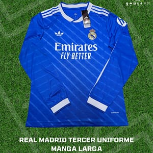 Tercera playera del Real Madrid manga larga para la temporada del 2025-26 del futbol español.