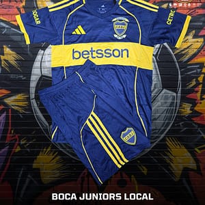 Uniforme completo de Boca Juniors para la temporada 2025-26 del futbol argentino.
