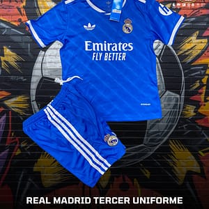 Tercer uniforme completo del Real Madrid para la temporada del 2025-26 del futbol español.