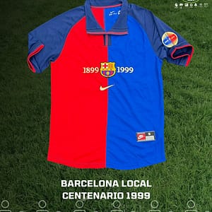 Playera con la que el Barcelona celebró su centenario en el torneo del futbol español en 1999.