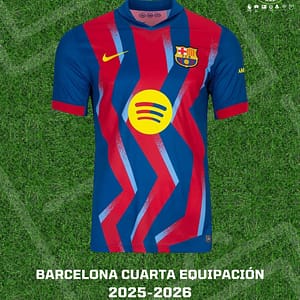 Jersey del Barcelona, edición homenaje a Ronaldinho. Cuarta equipación 2025-26.